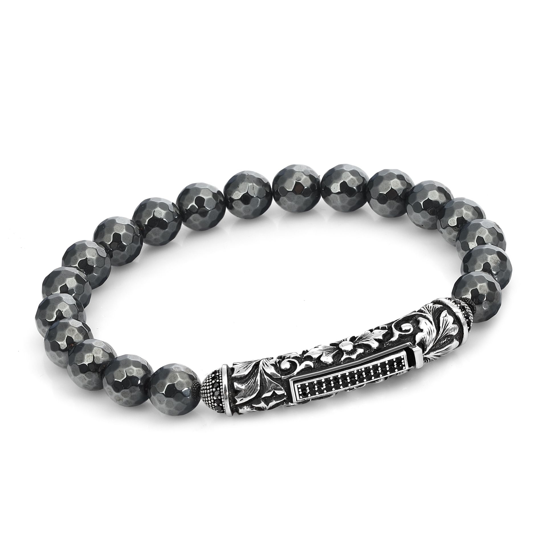 Single Lock Long L Hematit Erkek Gümüş Bileklik resmi