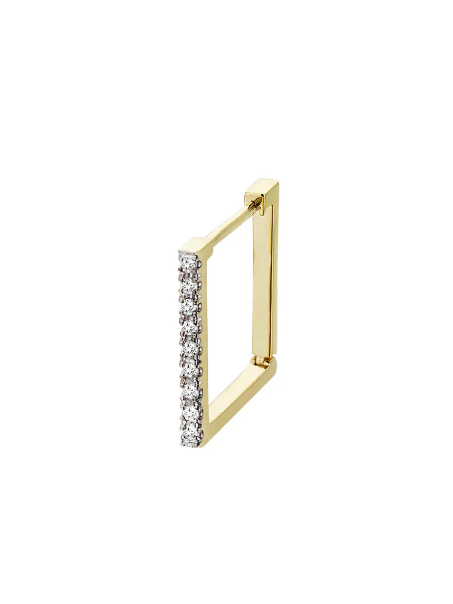 Mini Kare Diamond Altın Halka Küpe resmi