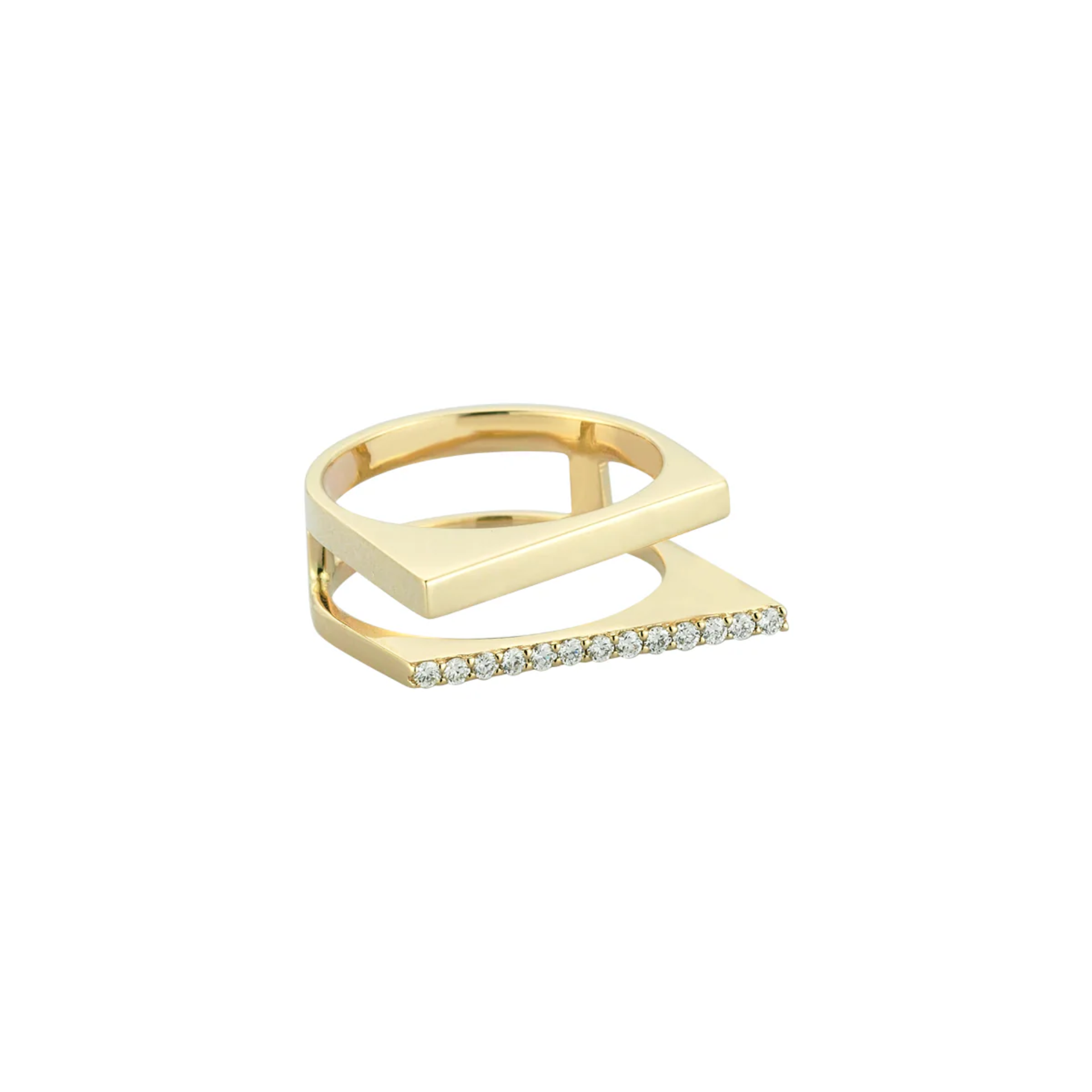 Angled Diamond Double Sarı Altın Yüzük resmi