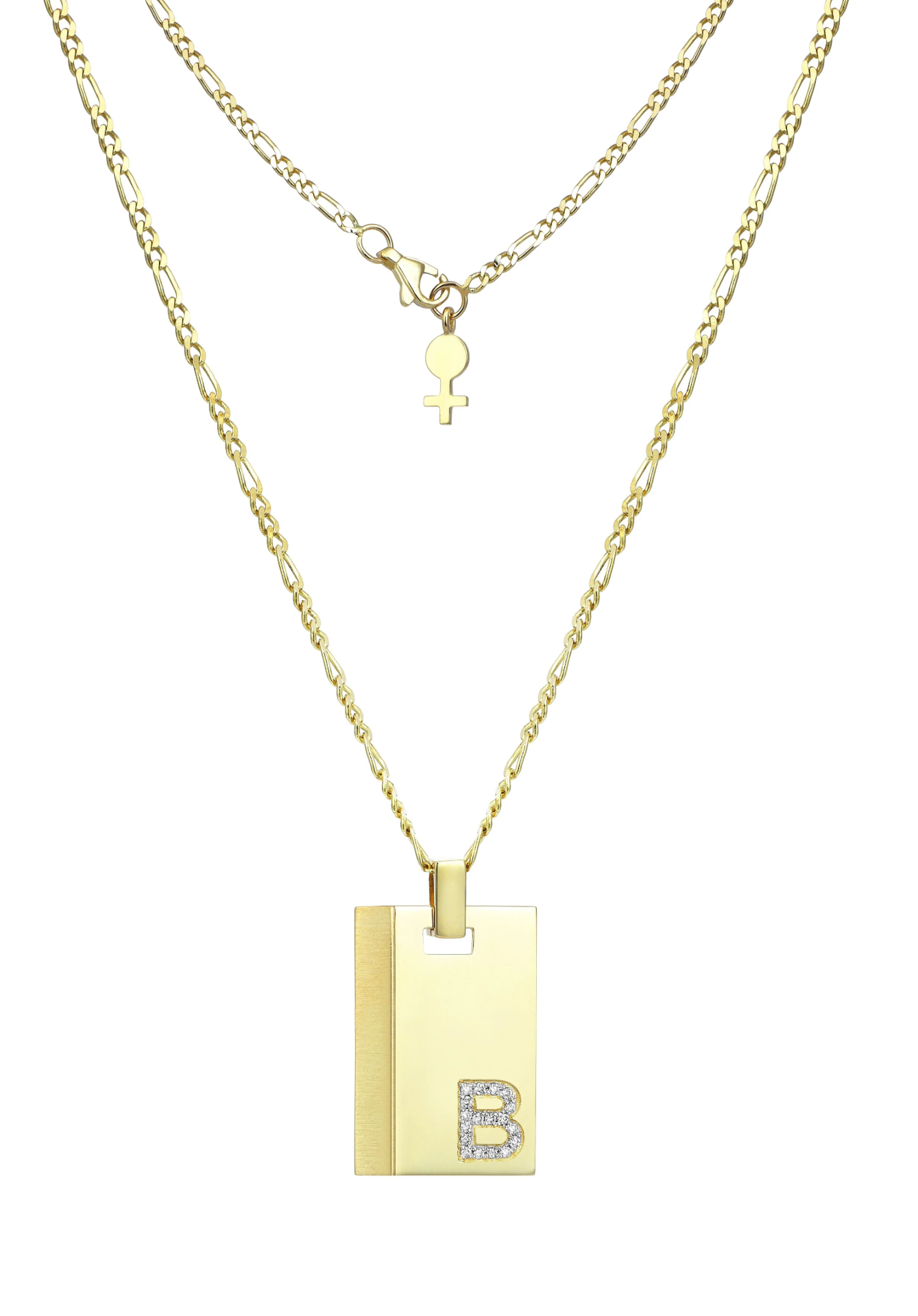 Initial Plate Sarı Altın Kolye resmi