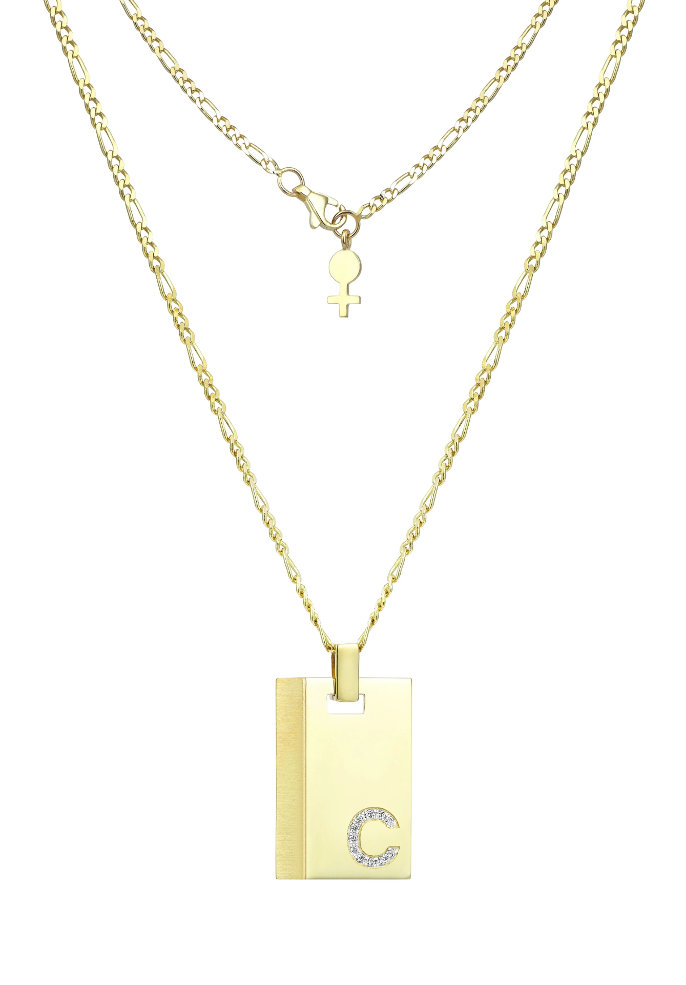 Initial Plate Sarı Altın Kolye resmi