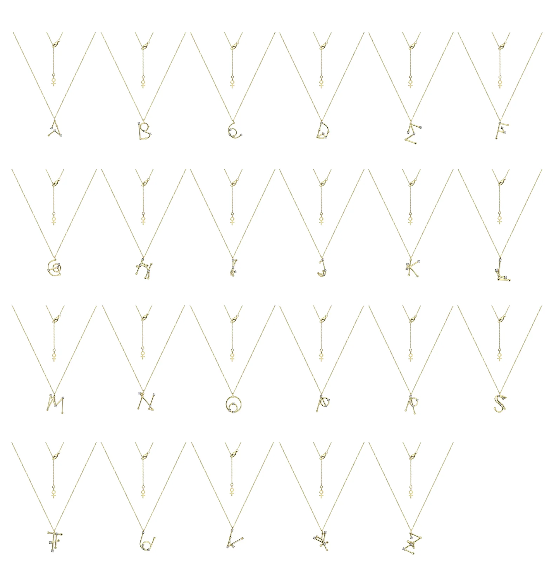 Galactic Harf Kolye Sarı Altın resmi