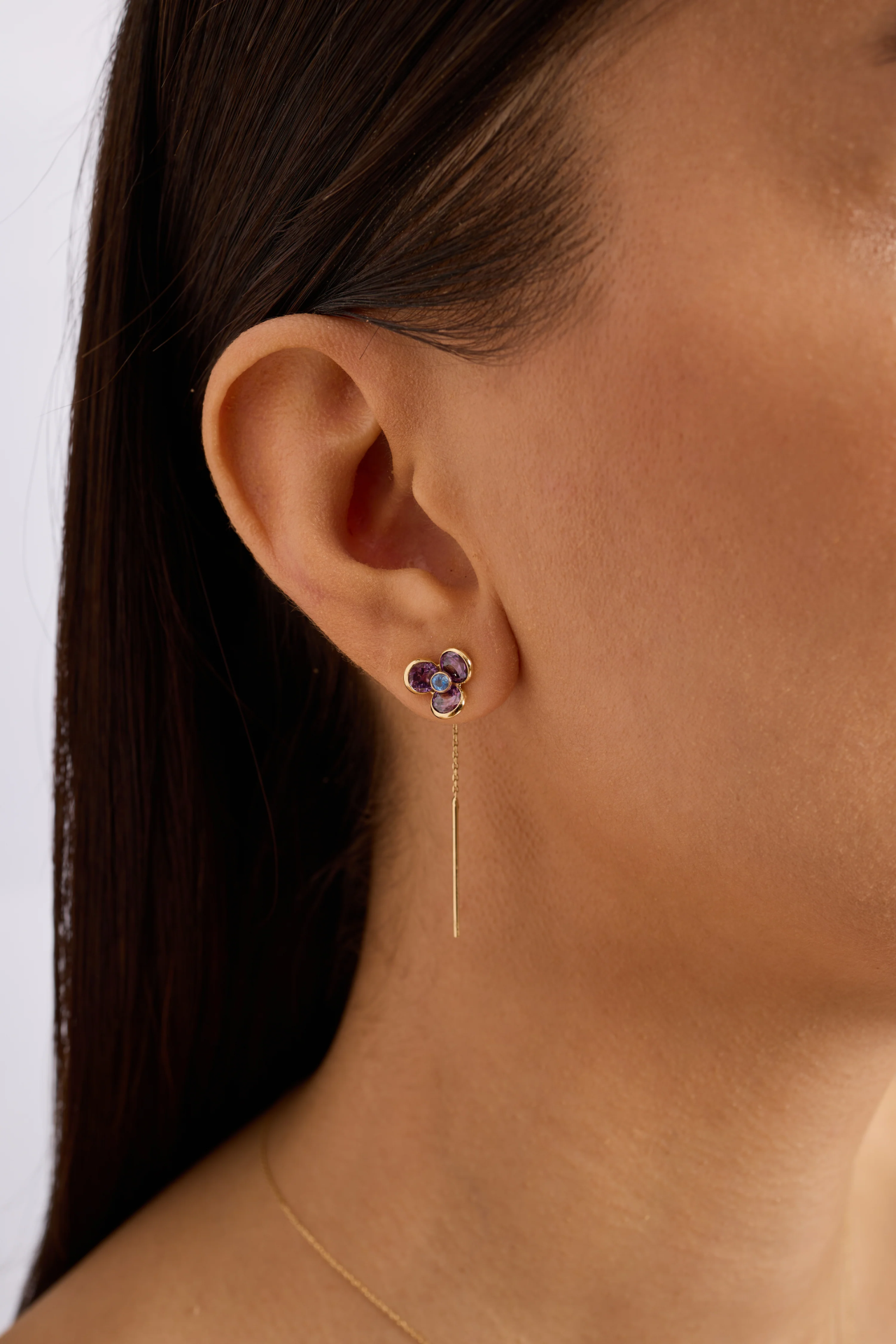 Caliora Amethyst 14 Ayar Altın Küpe resmi