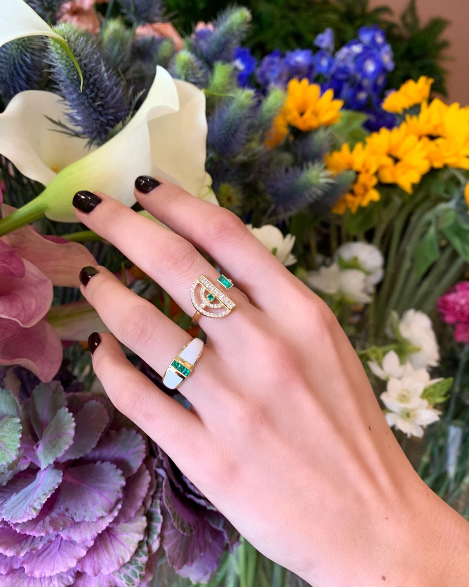 Polaris Zümrüt Taşlı Pırlanta Yüzük resmi