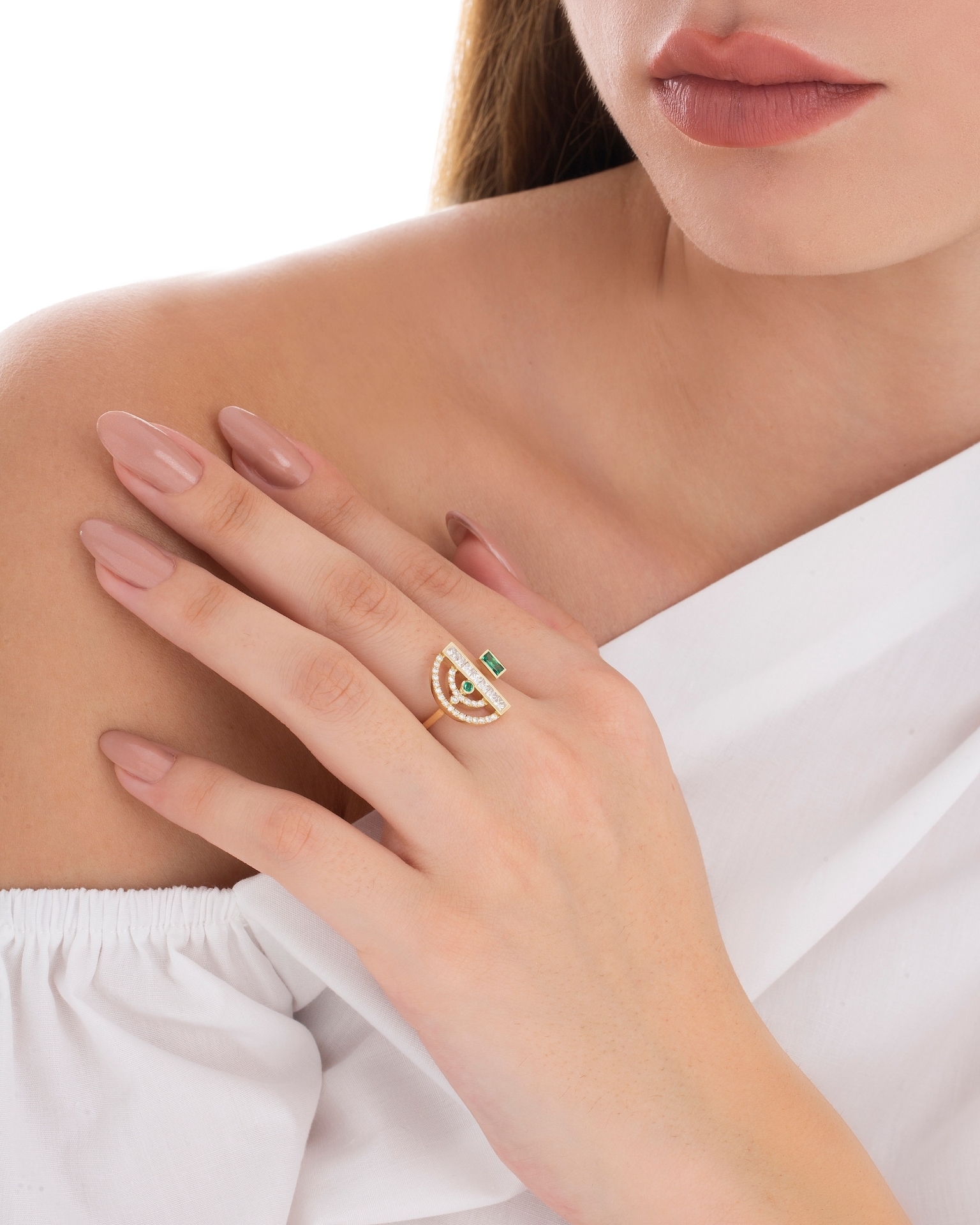 Polaris Zümrüt Taşlı Pırlanta Yüzük resmi