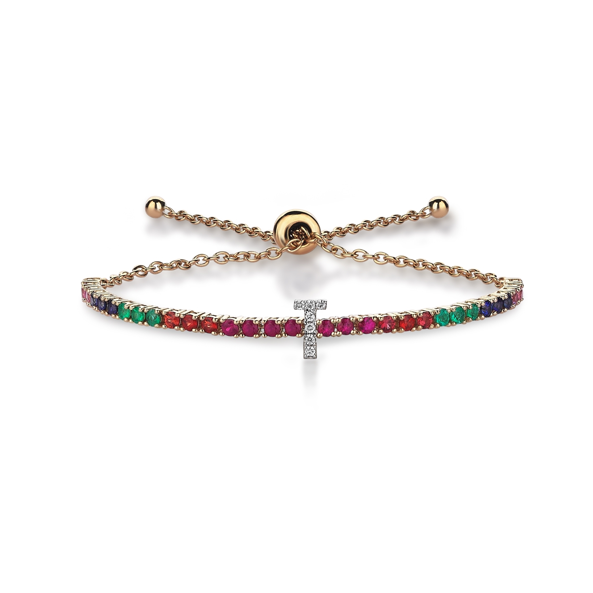 Rainbow Pırlanta T Harfi Bilezik resmi