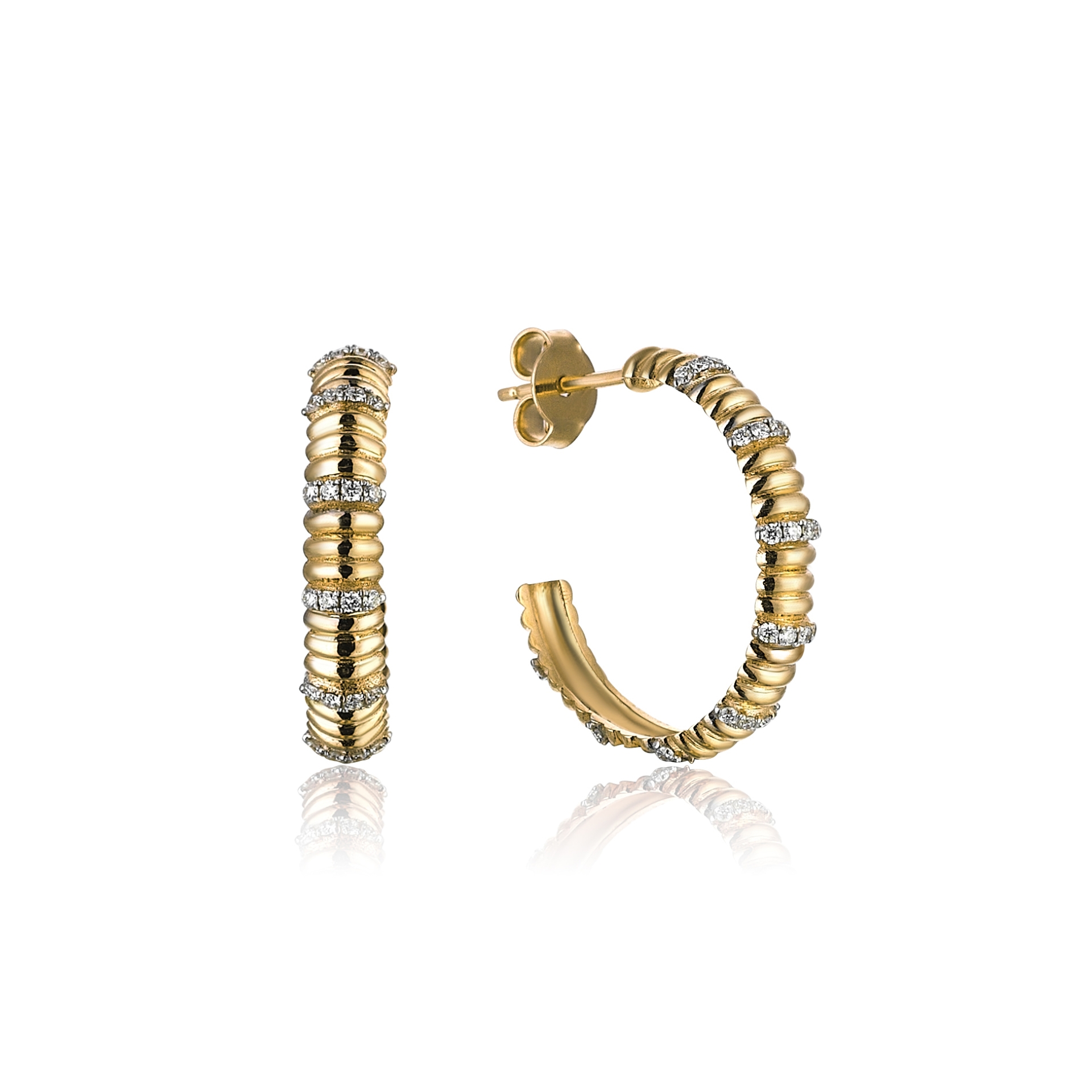 Movement Sarı Altın Pırlanta Halka Küpe resmi