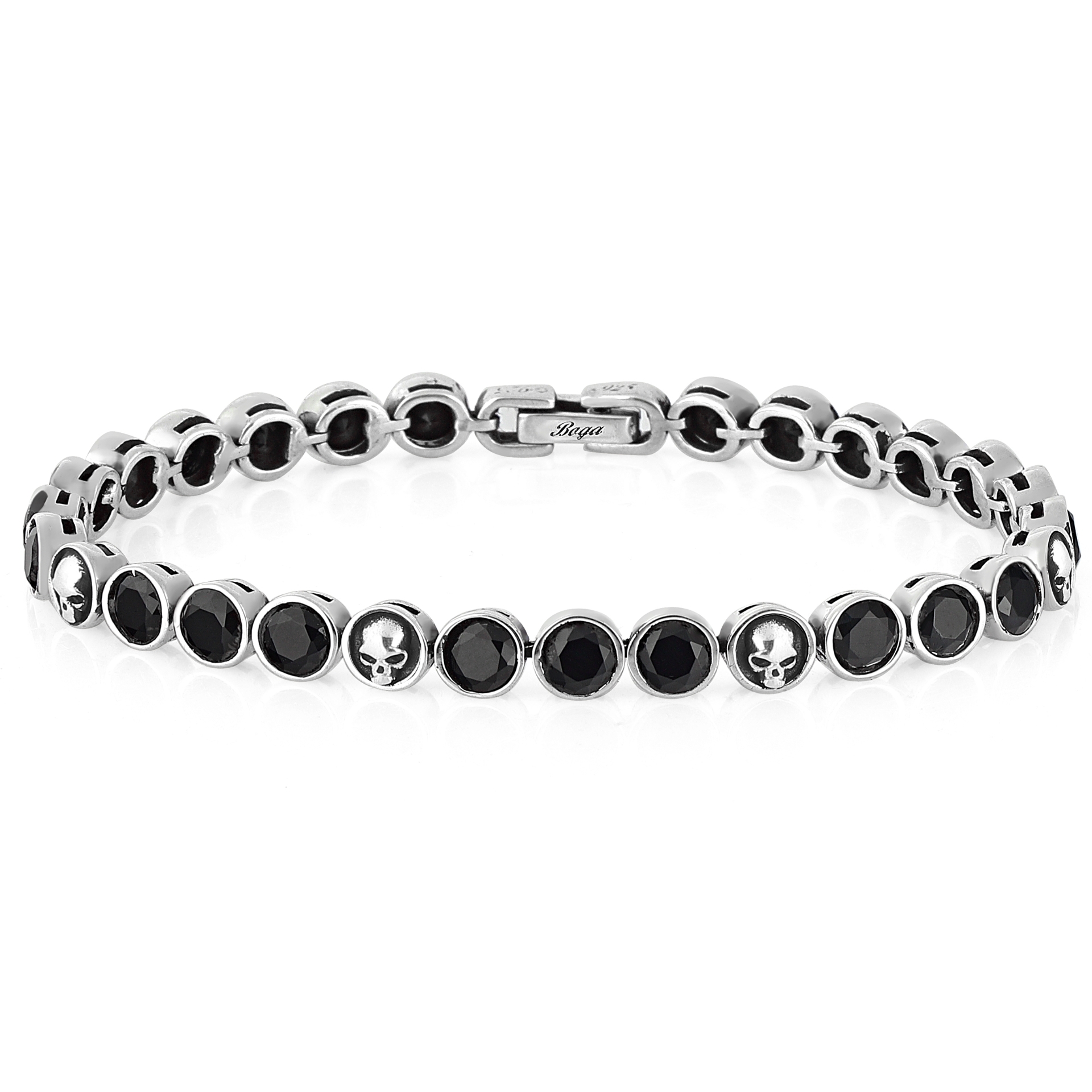 Tennis 5 MM Skull Gümüş Erkek Bileklik resmi