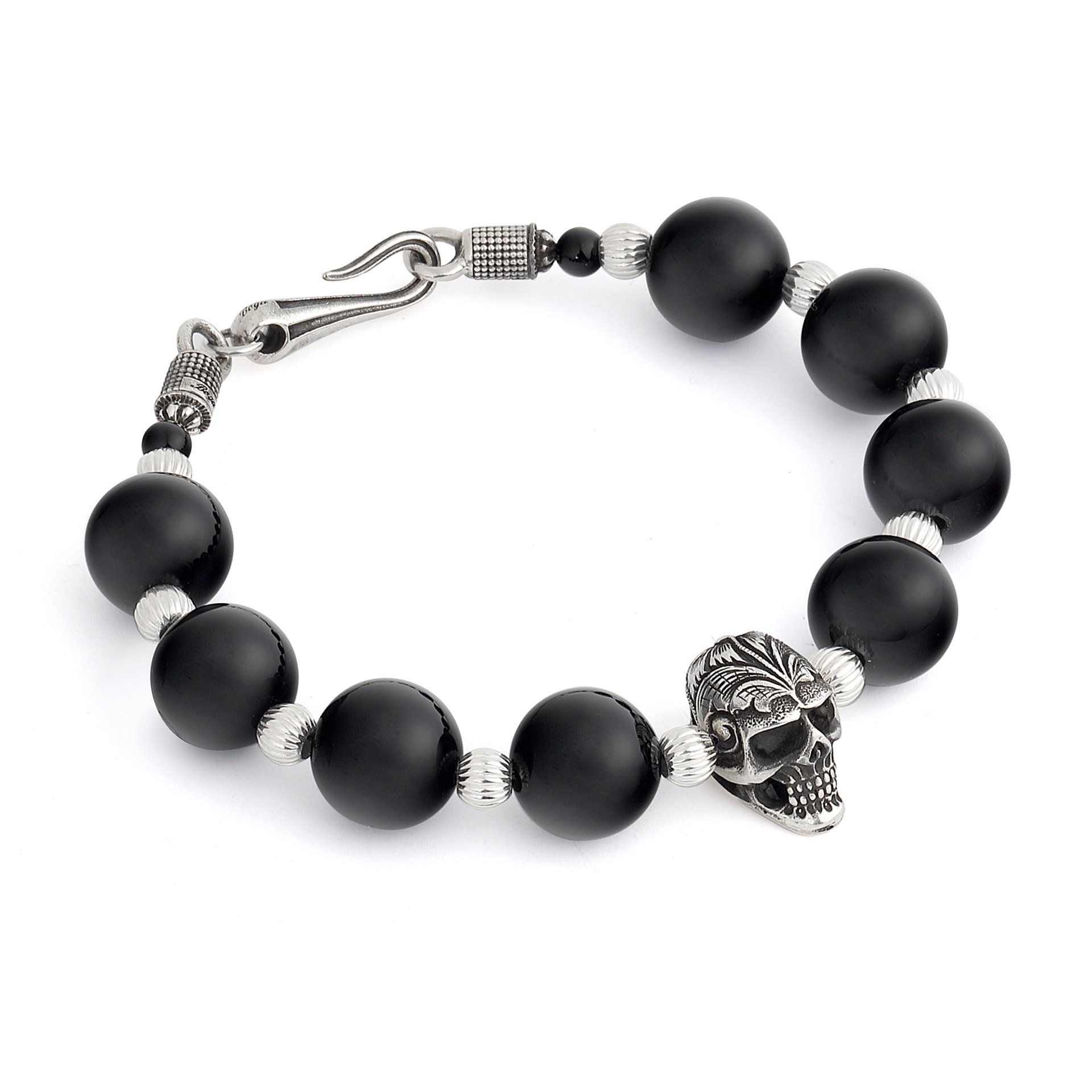 Skull Oniks Gümüş Bileklik resmi