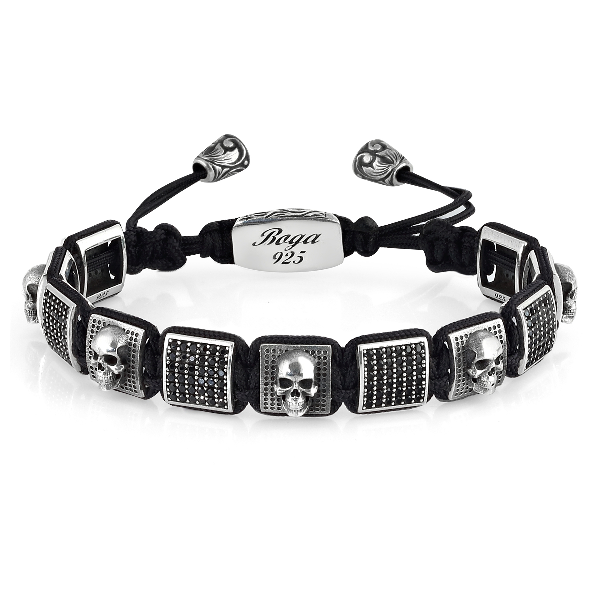 Skull Macrame Gümüş Bileklik resmi