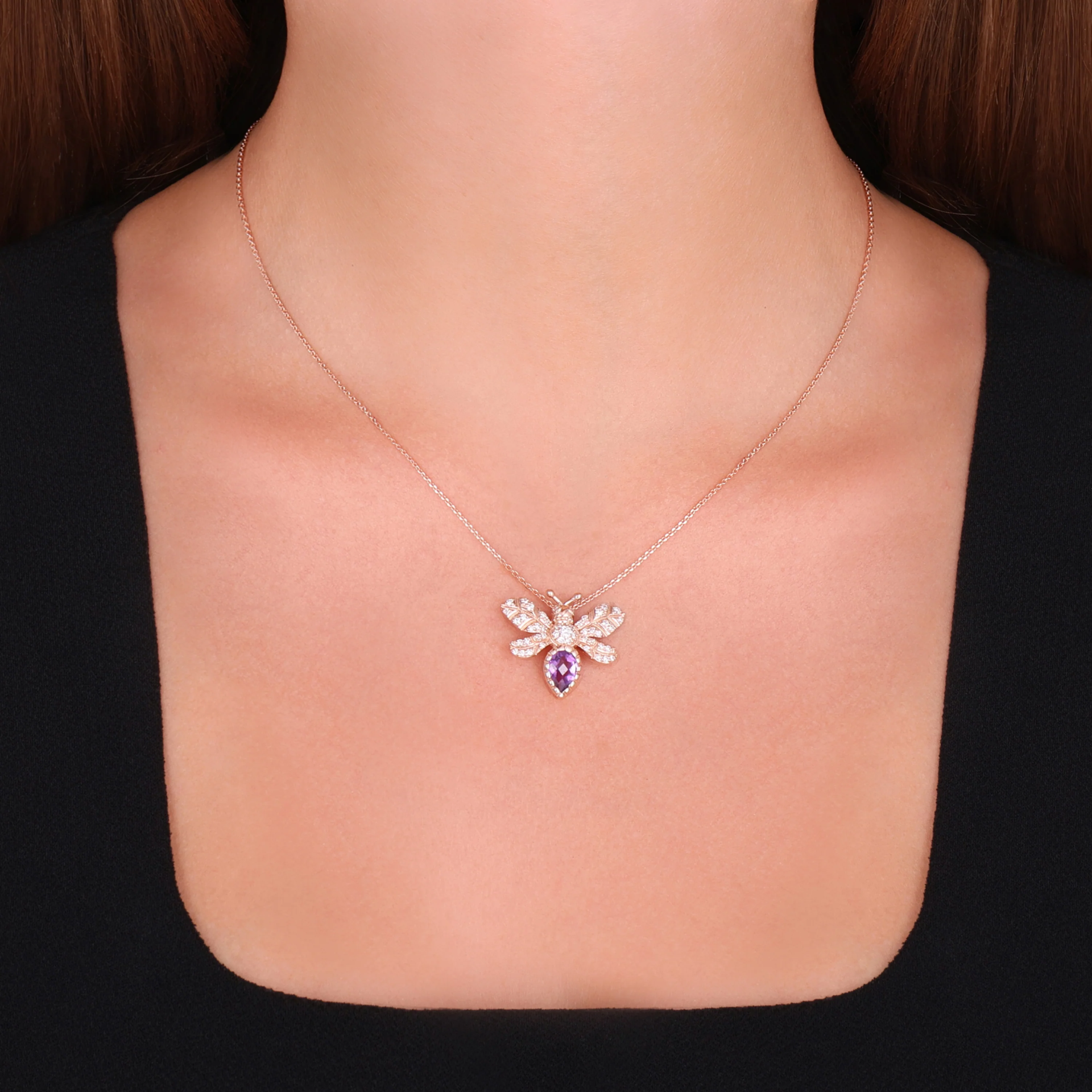 Queen Bee Eva Ametist Kolye resmi