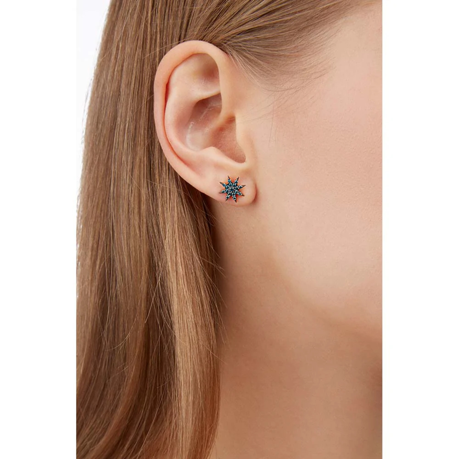 Venus Star Mavi Pırlanta Küpe resmi