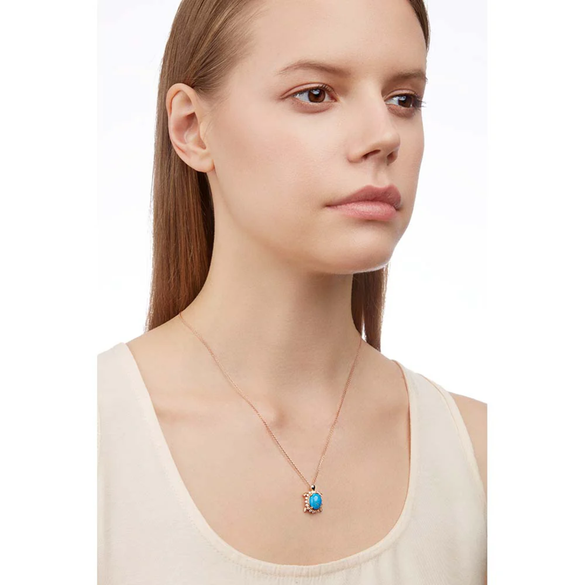 Turtle Turkuaz Pırlanta Kolye resmi