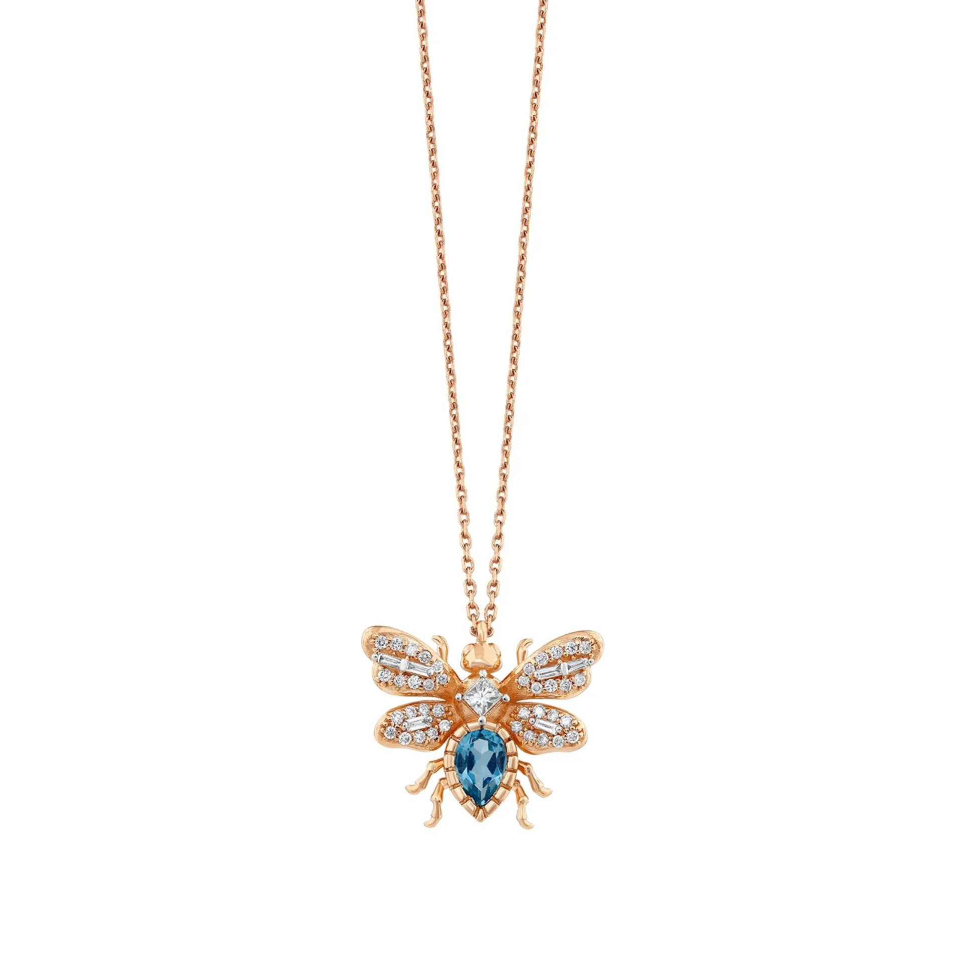 Queen Bee Medium Bon Bon Mavi Topaz Kolye resmi