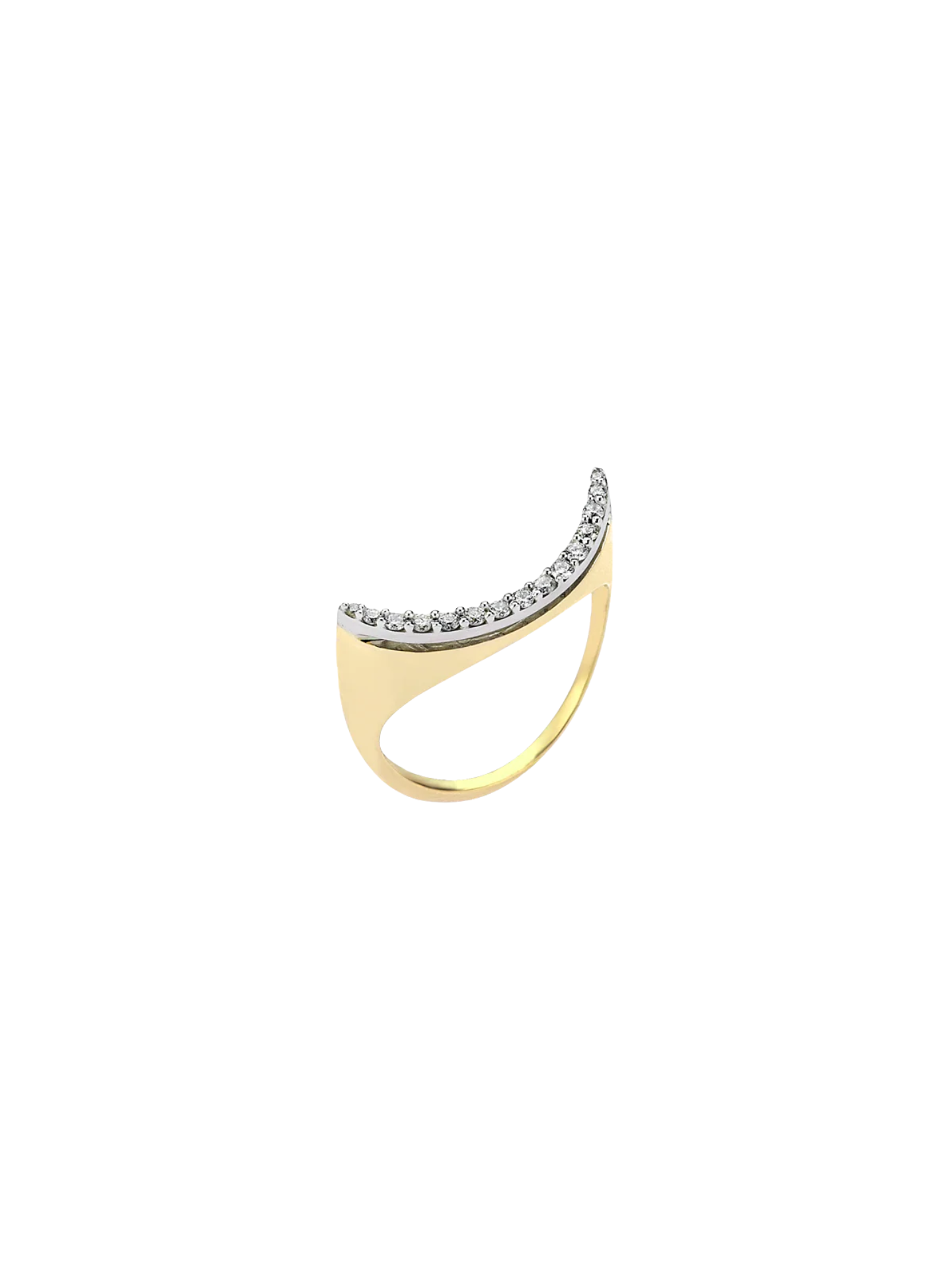 Crescent Diamond Sarı Altın Yüzük resmi