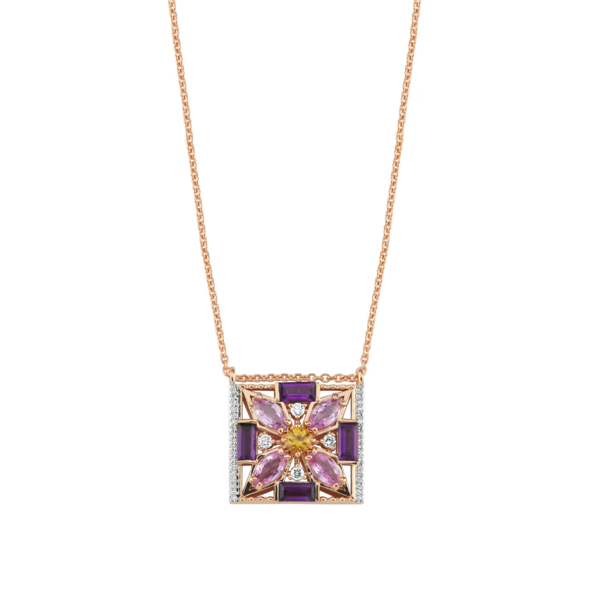Shield of Equinox Pembe Altın Kolye resmi