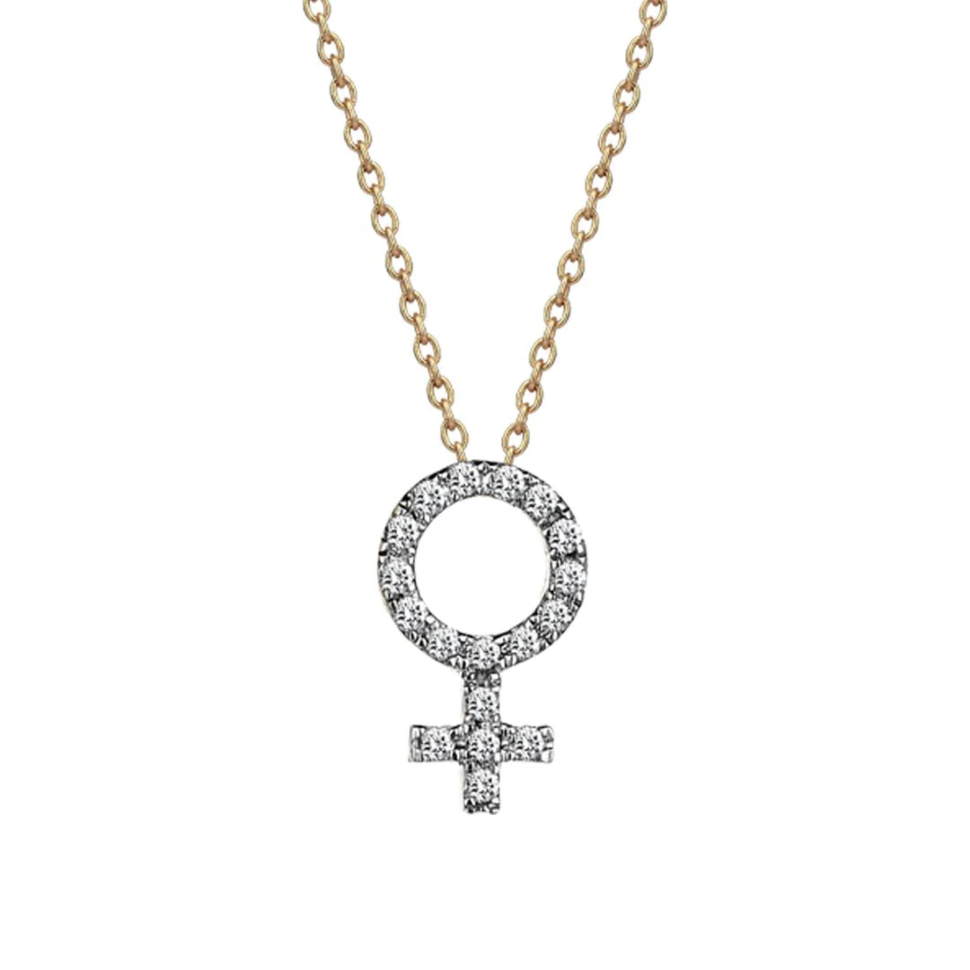 Venus Mini Logo Diamond Sarı Altın Kolye resmi