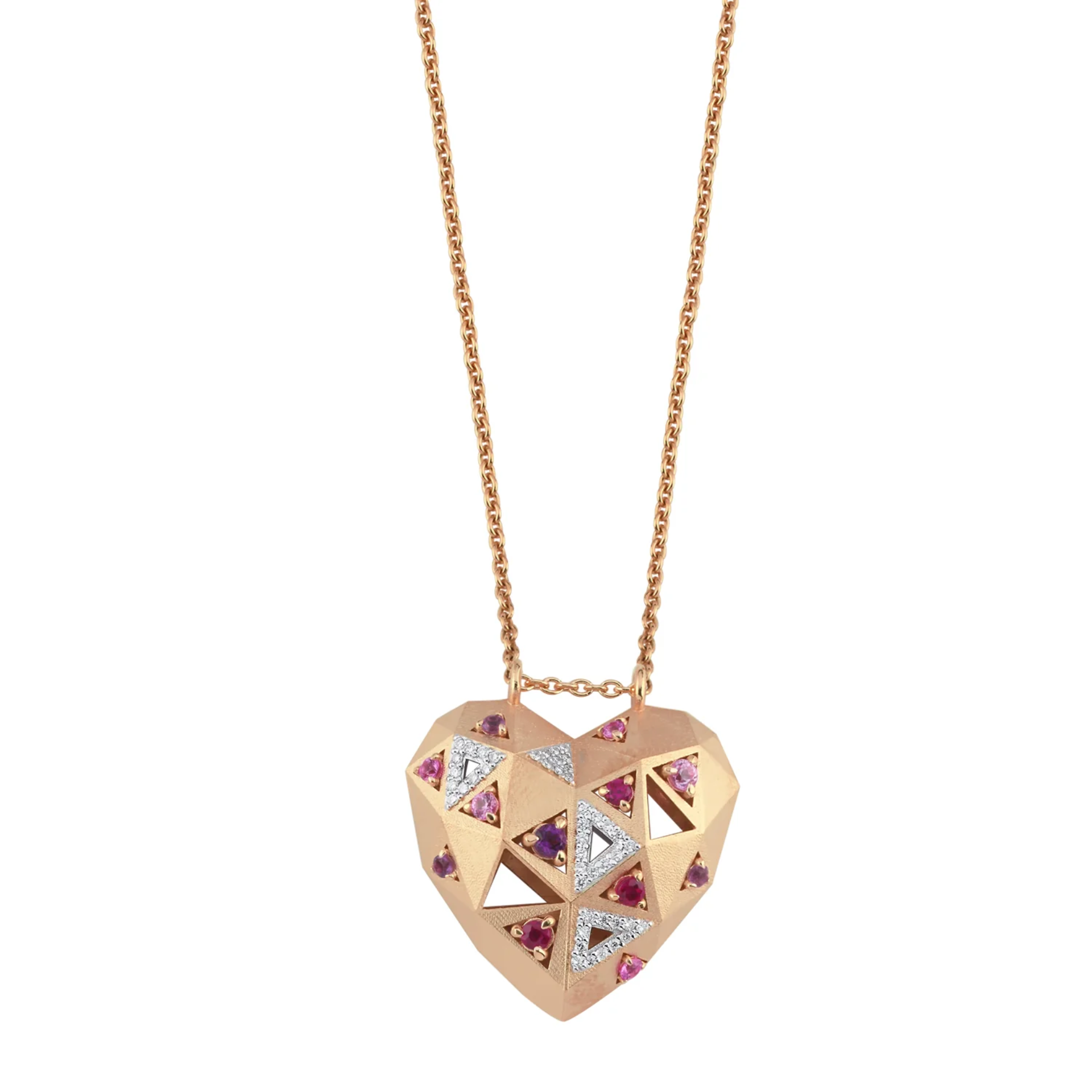 Origami Love Pembe Altın Kalp Kolye resmi